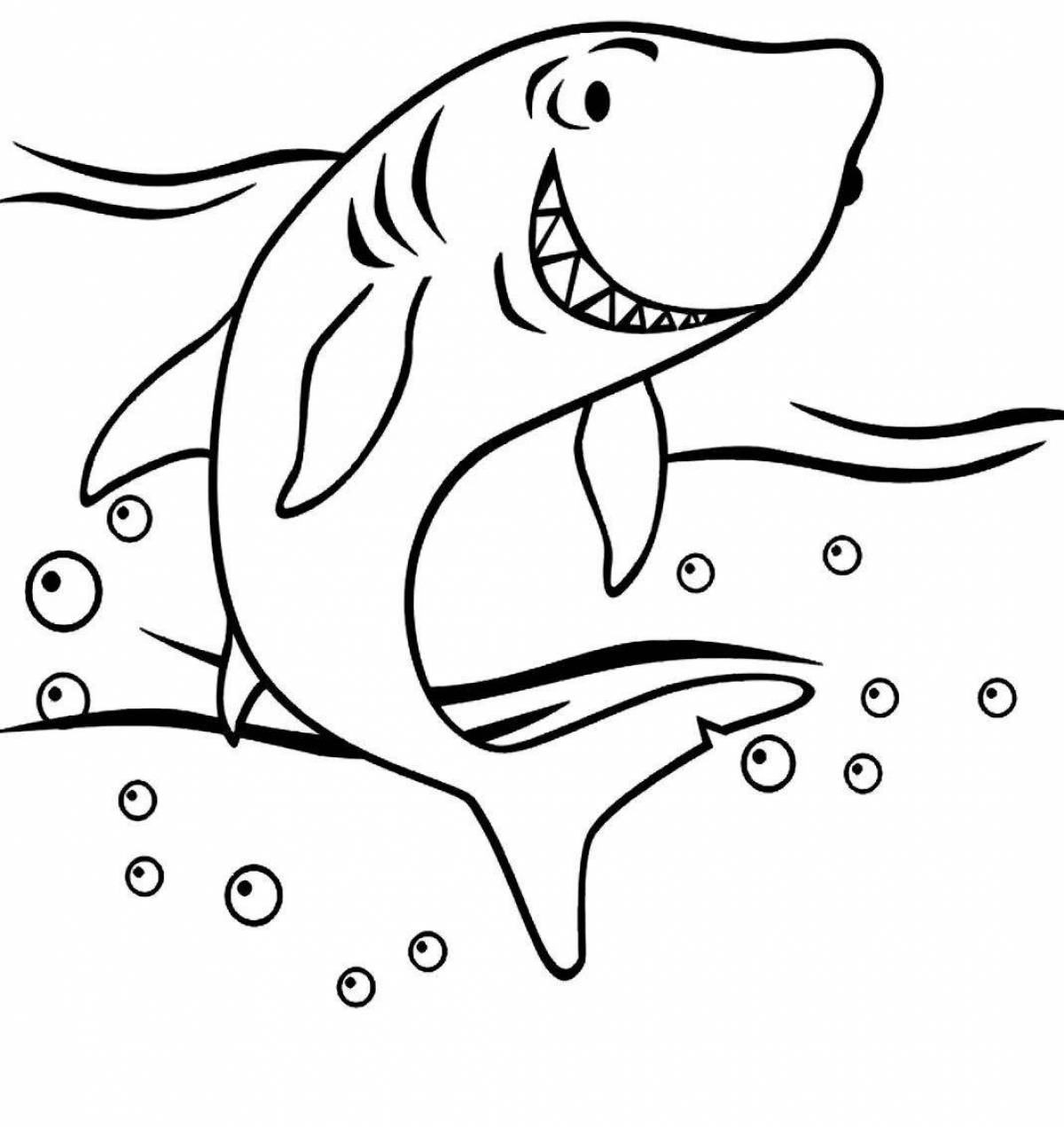 Веселая раскраска акулы для детей 4-5 лет