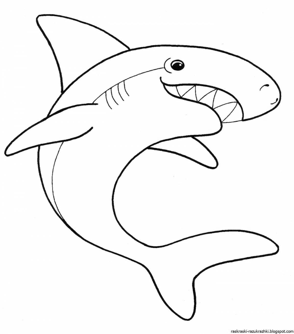 Яркая акула-раскраска для детей 4-5 лет
