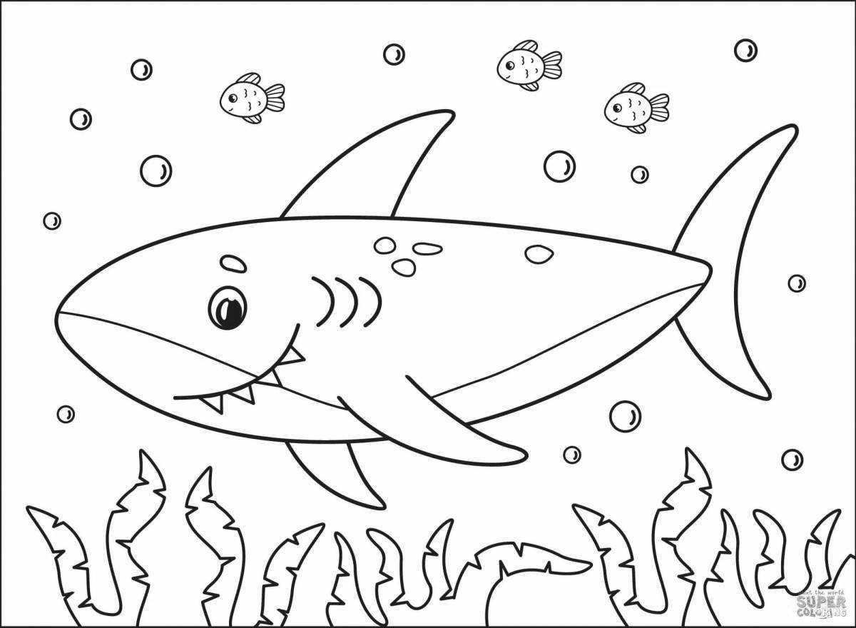 Игривая акула-раскраска для детей 4-5 лет