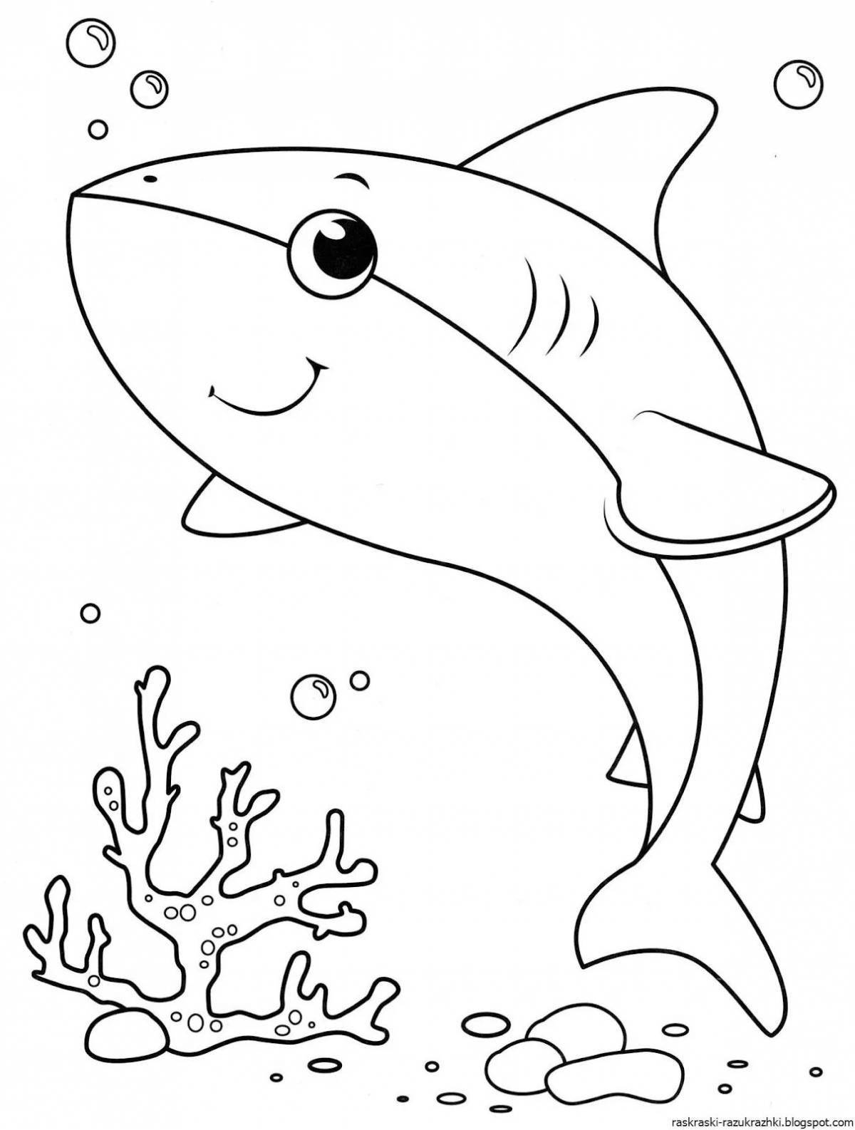 Развлекательная раскраска акулы для детей 4-5 лет
