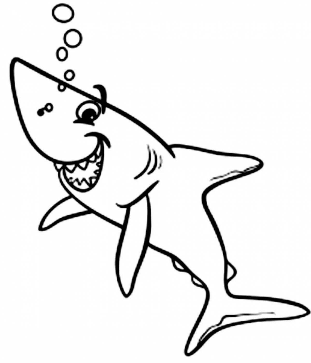 Креативная раскраска акулы для детей 4-5 лет
