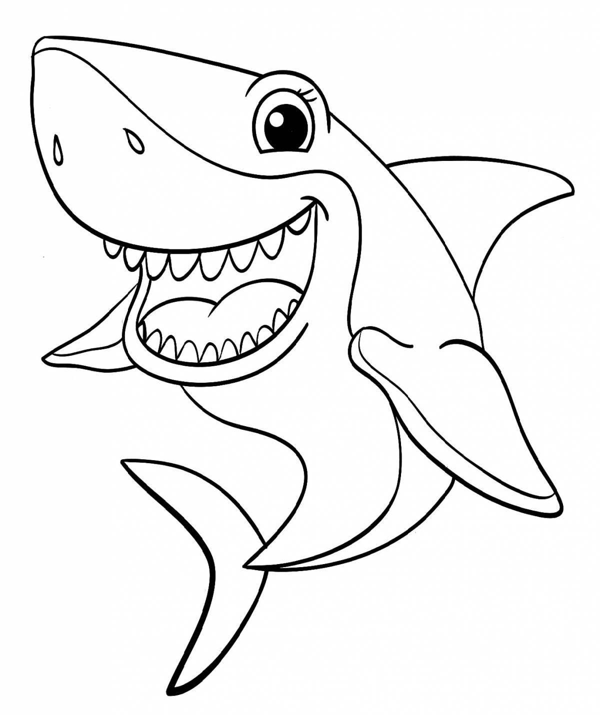 Очаровательная акула-раскраска для детей 4-5 лет