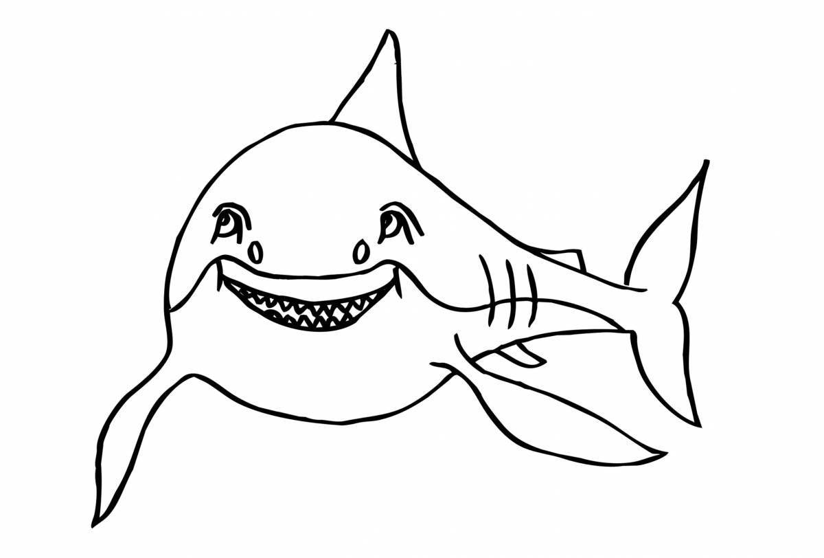 Забавная раскраска акулы для детей 4-5 лет