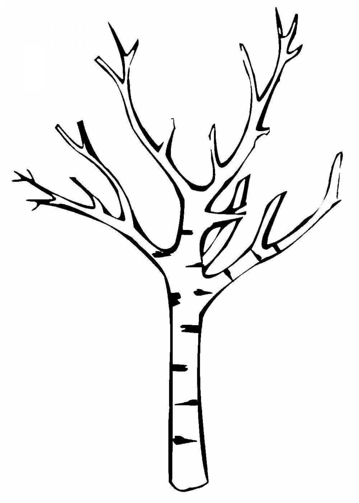Great winter tree coloring page for 3-4 year olds