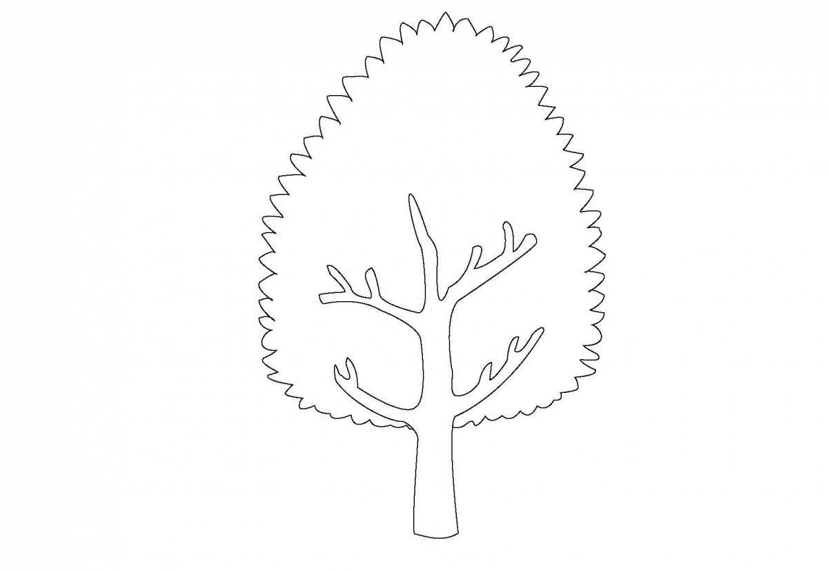 Adorable winter tree coloring page for 3-4 year olds