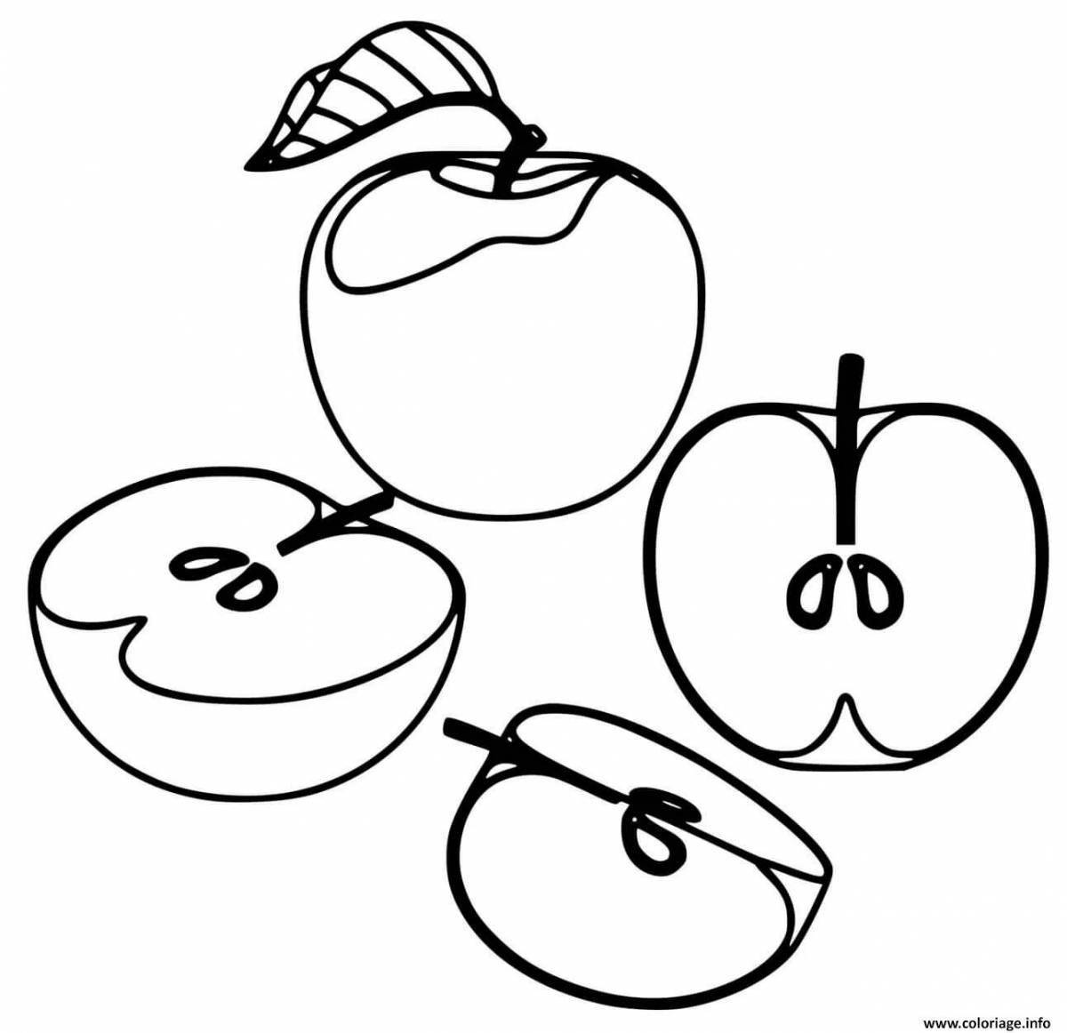Coloring book apple for children 4-5 years old