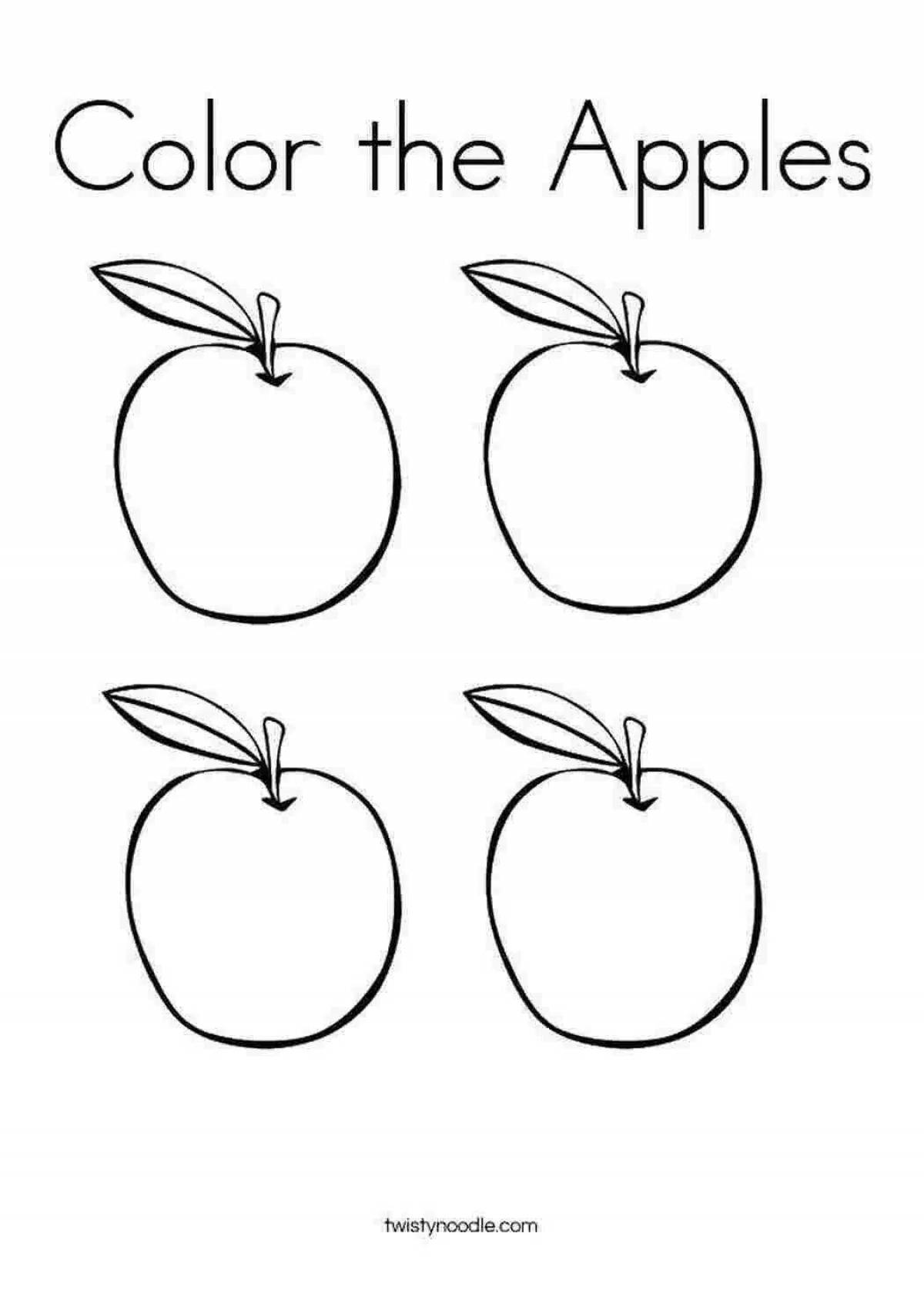 Веселая раскраска apple для детей 4-5 лет