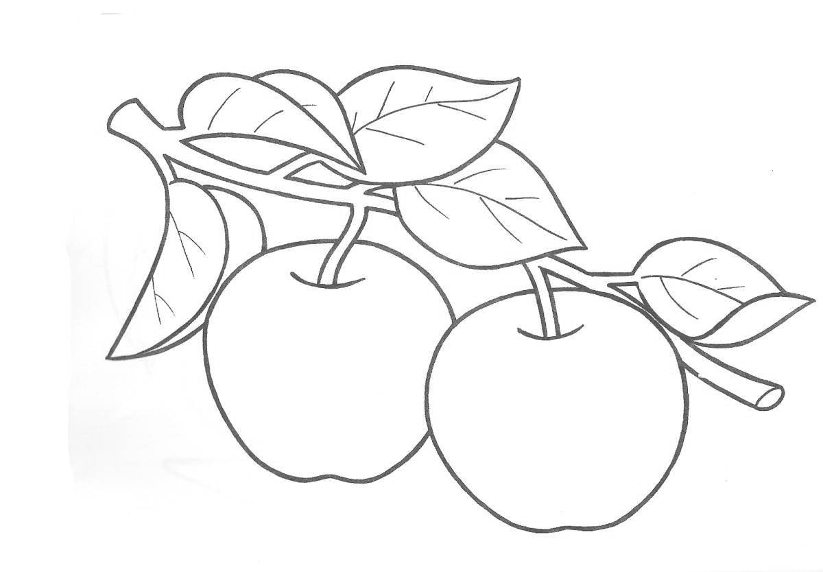 Радостная яблочная раскраска для детей 4-5 лет