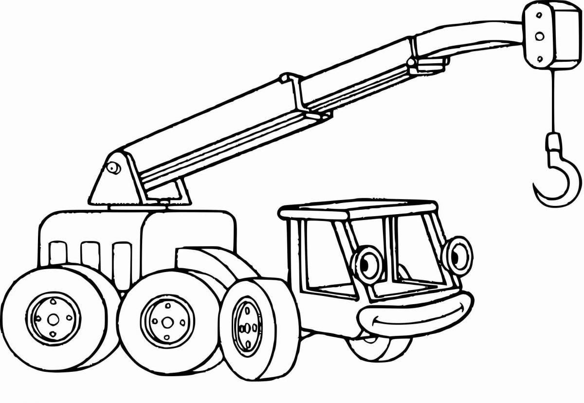 Comic crane coloring book for 3-4 year olds