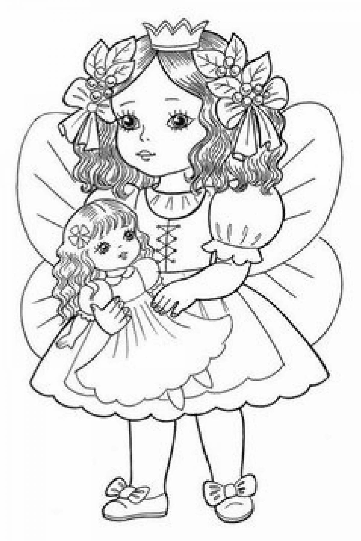 Adorable doll coloring book for 6-7 year olds