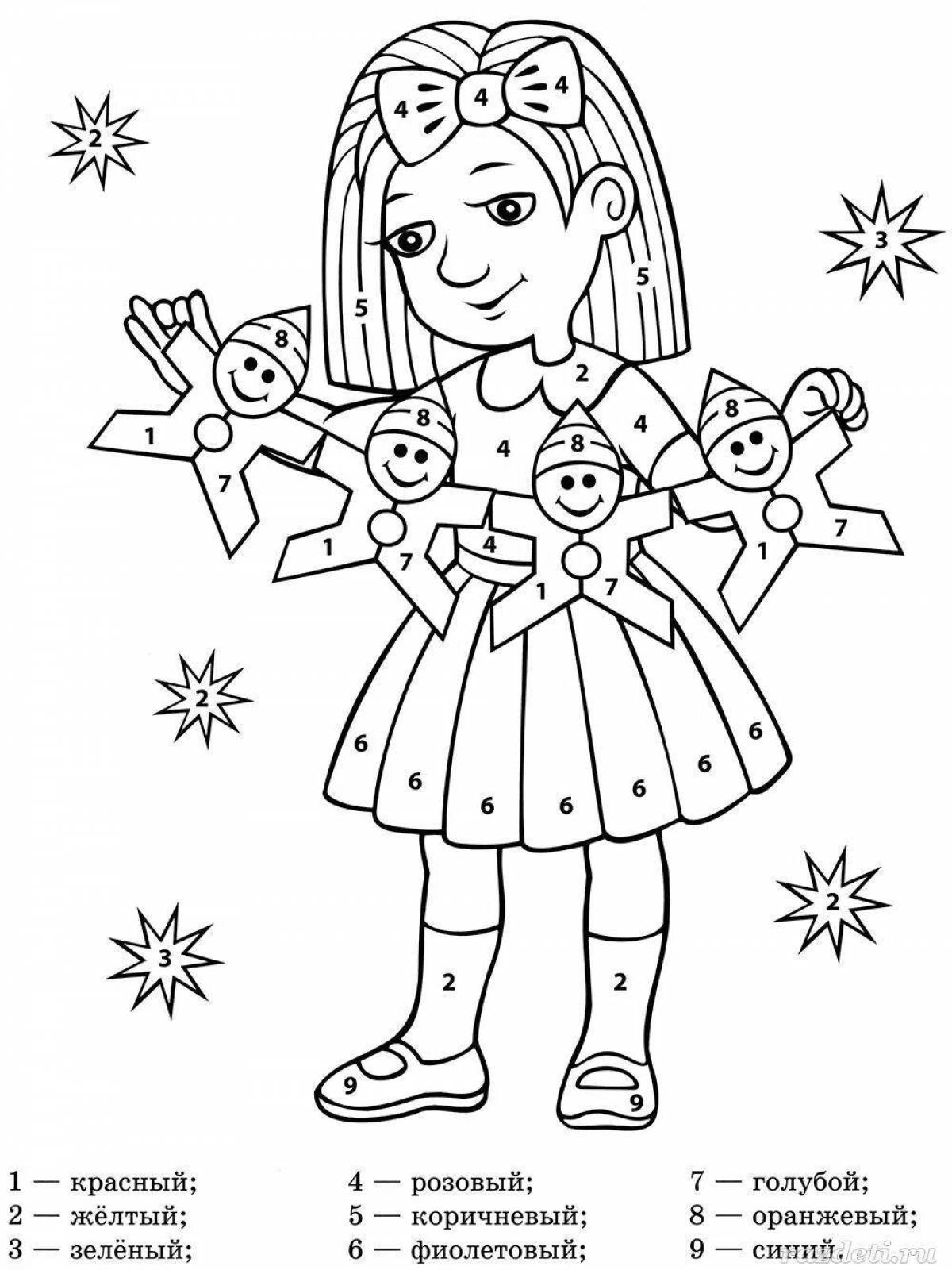 Сладкая кукла-раскраска для детей 6-7 лет