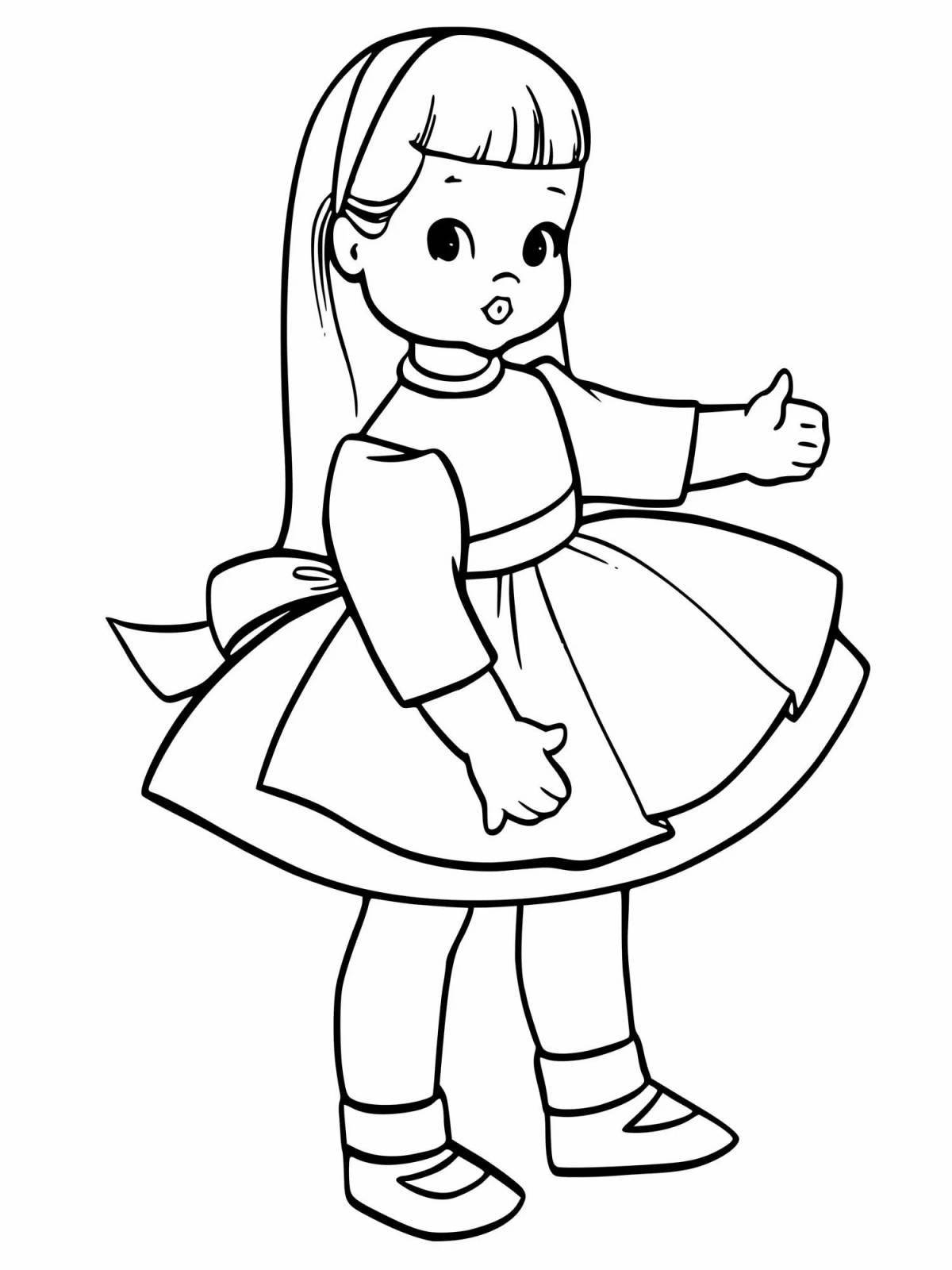 Cute doll coloring book for 6-7 year olds