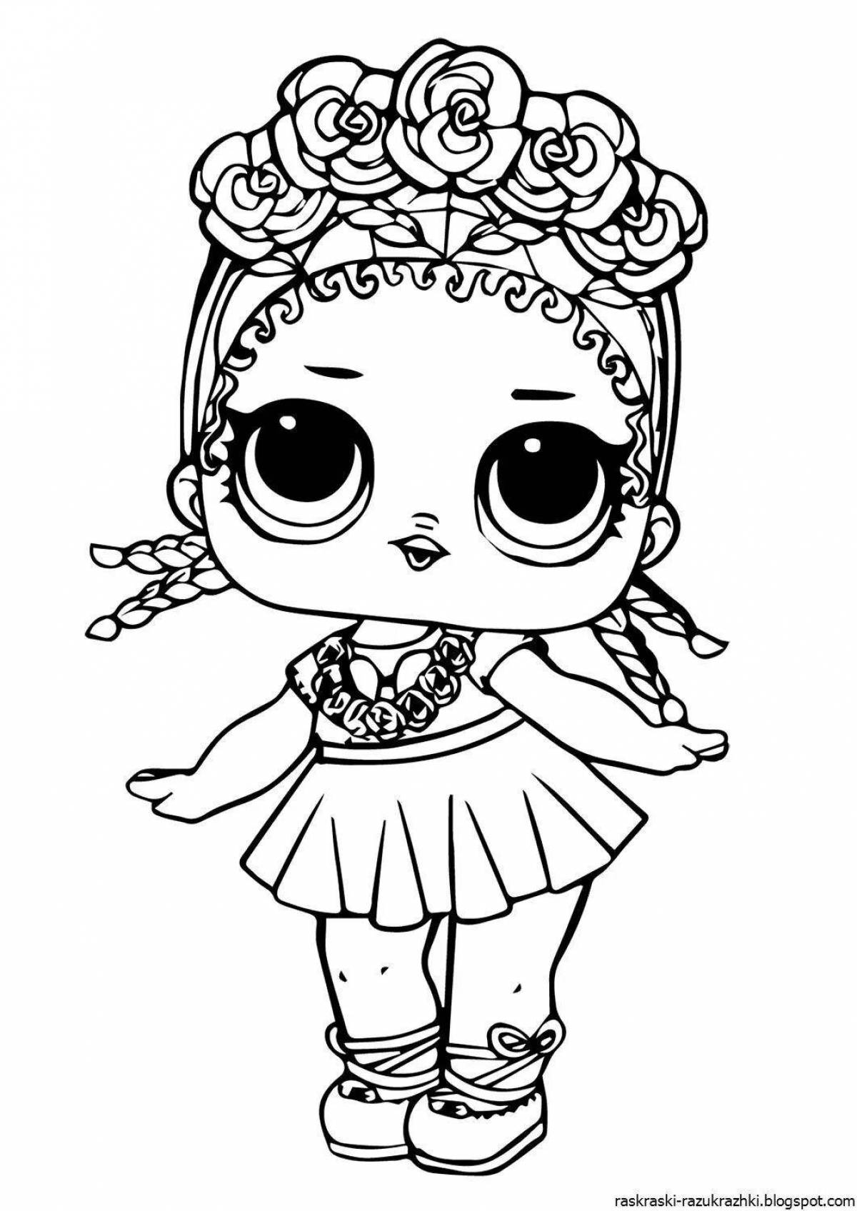 Doll color-explosion coloring page for children 6-7 years old