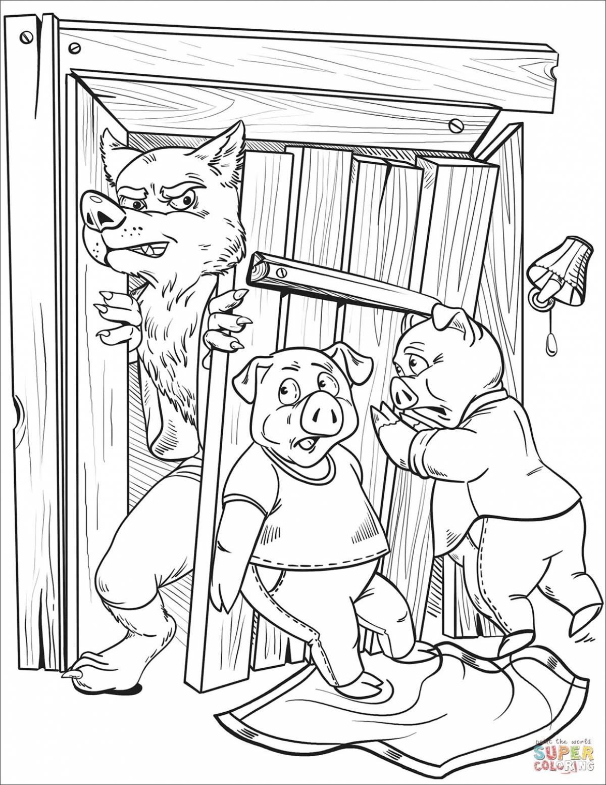 Wolf and seven kids coloring page