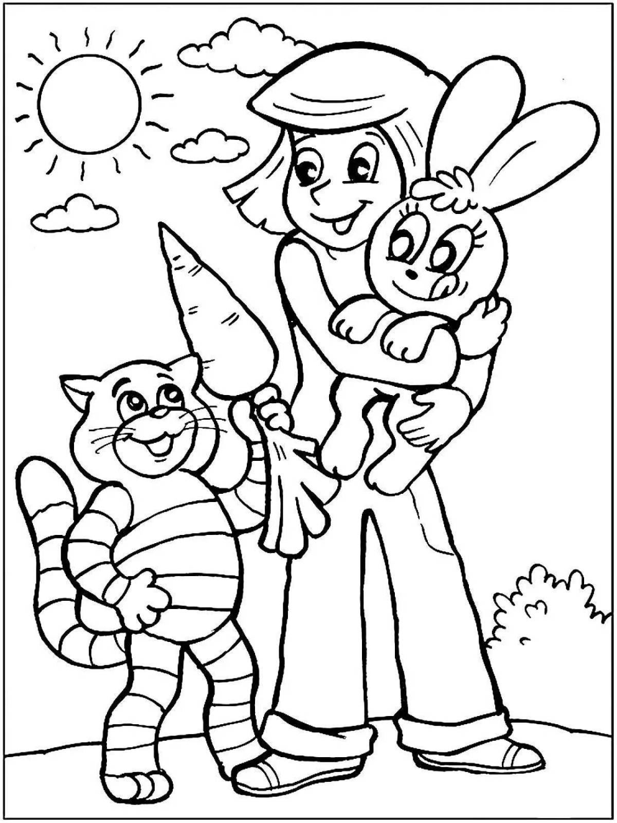 Fun cartoon characters coloring for 6-7 year olds