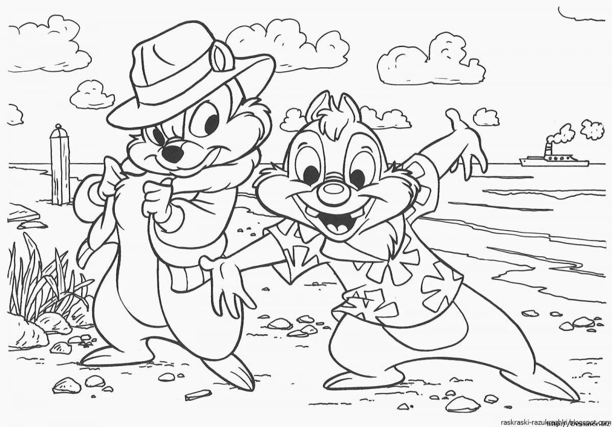 Coloring book with cute cartoon characters for 6-7 year olds