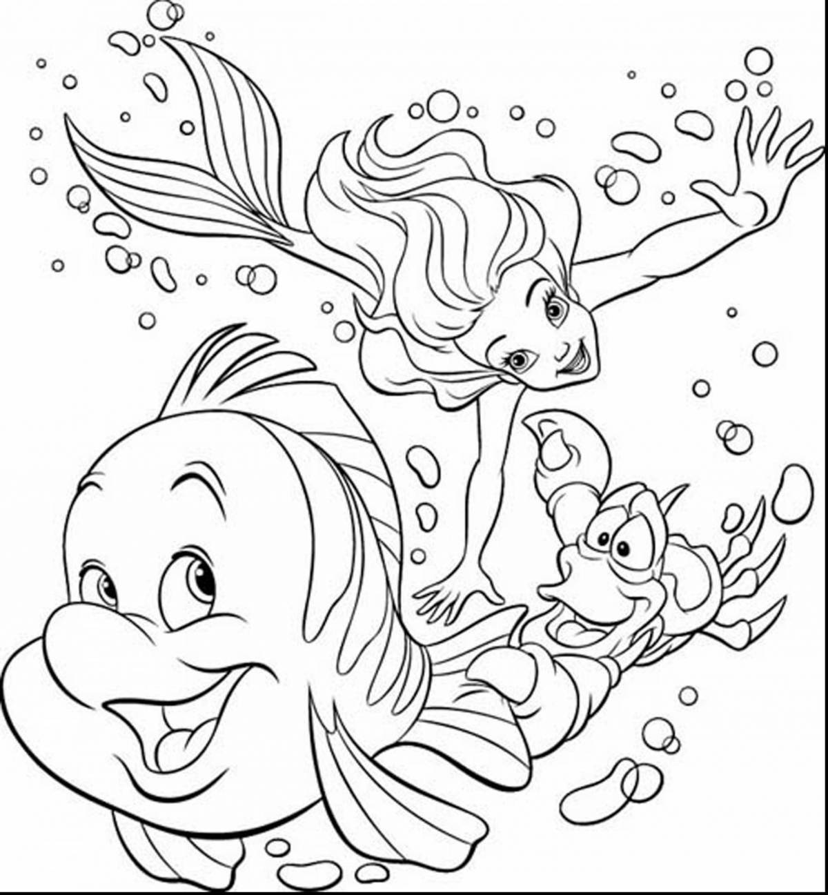 Colorful cartoon characters coloring book for 6-7 year olds