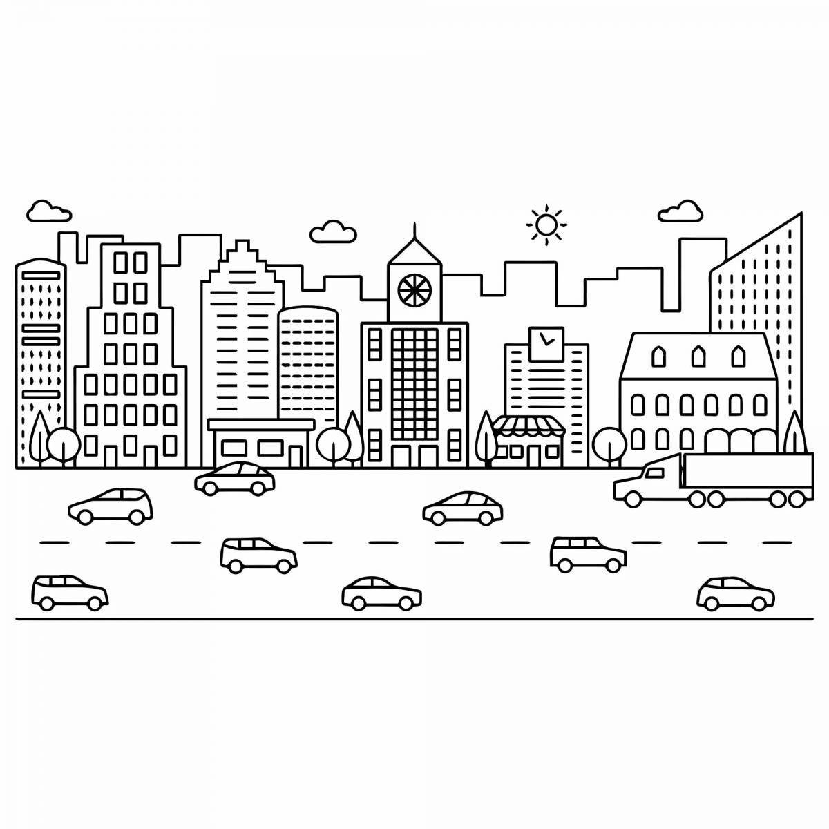 Colorful street coloring book for kids