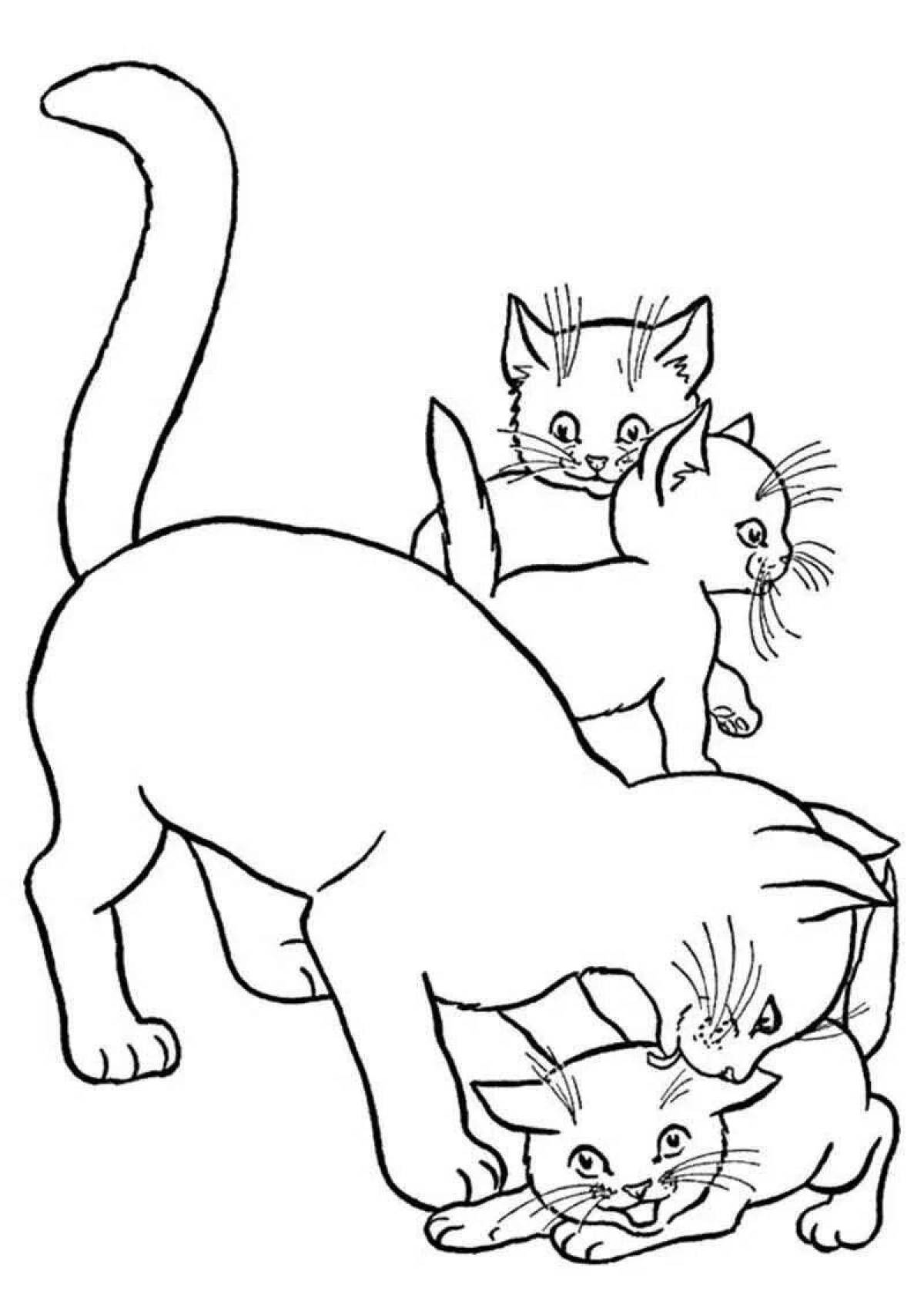 Кошка с котенком картинка для детей