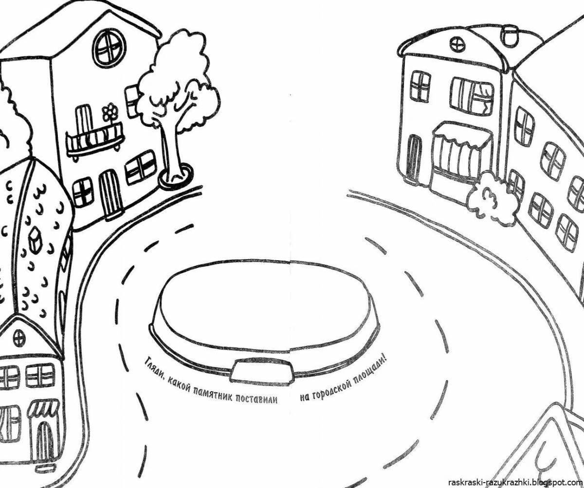 Pretty street coloring page for kids