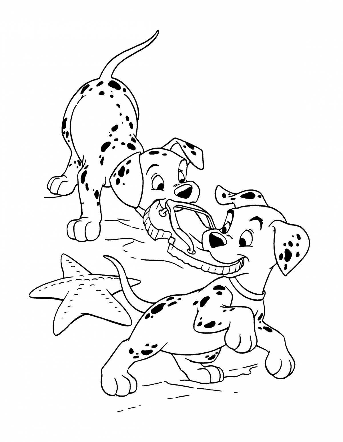 Fairy dalmatian coloring book for kids