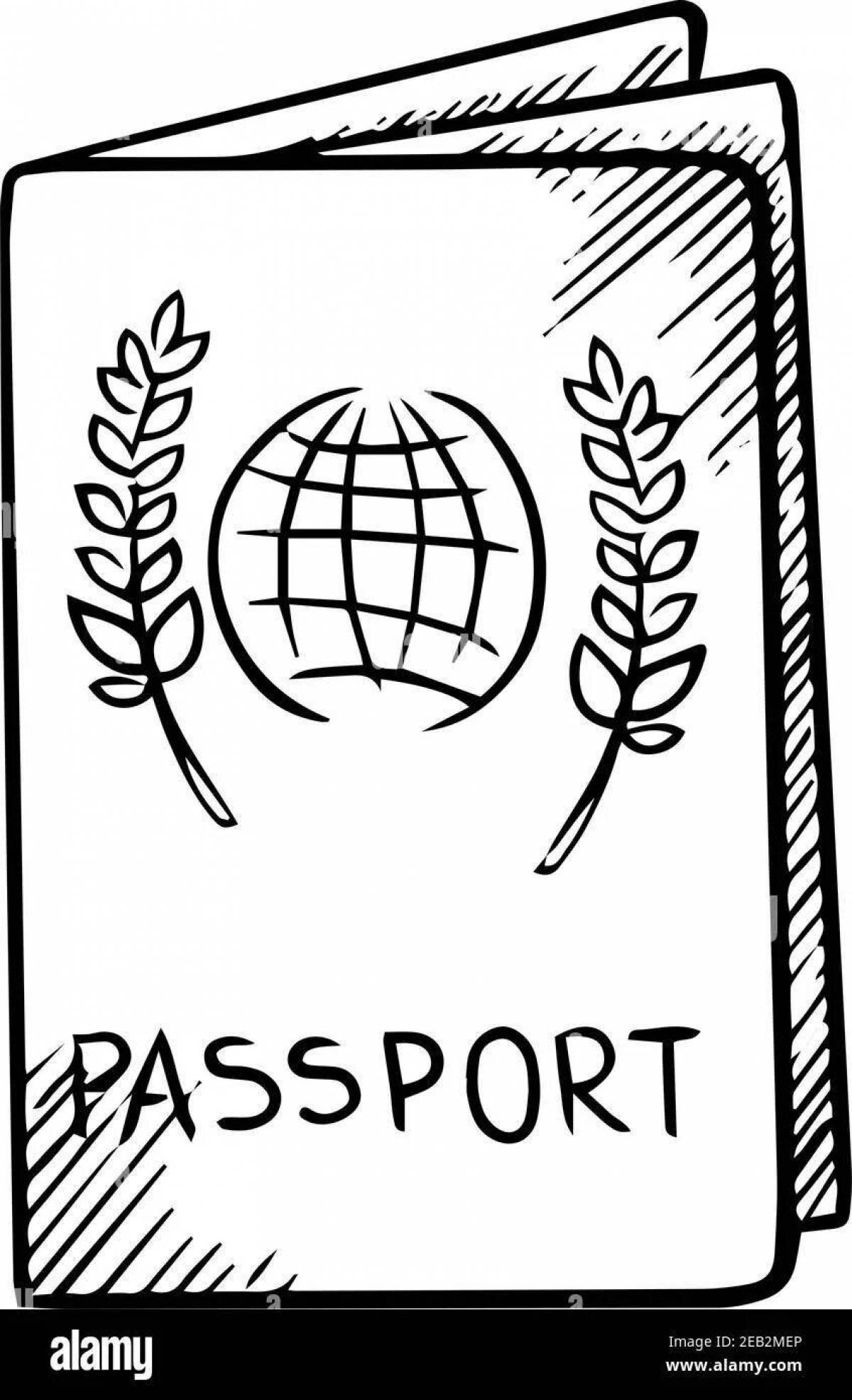 Colorful passport coloring book for kids