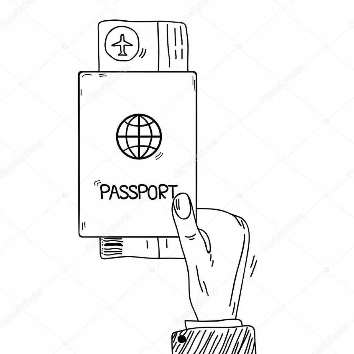 Красочная страница раскраски паспорта для юниоров