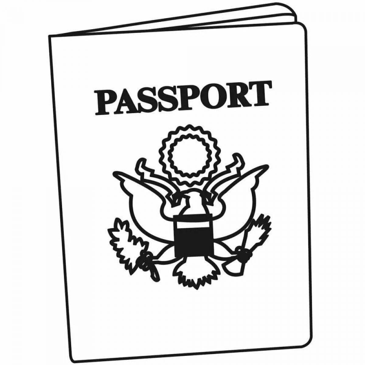 Красочная страница-раскраска паспорта для pre-k