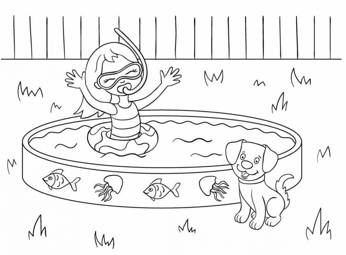 Coloring the swimming pool for children