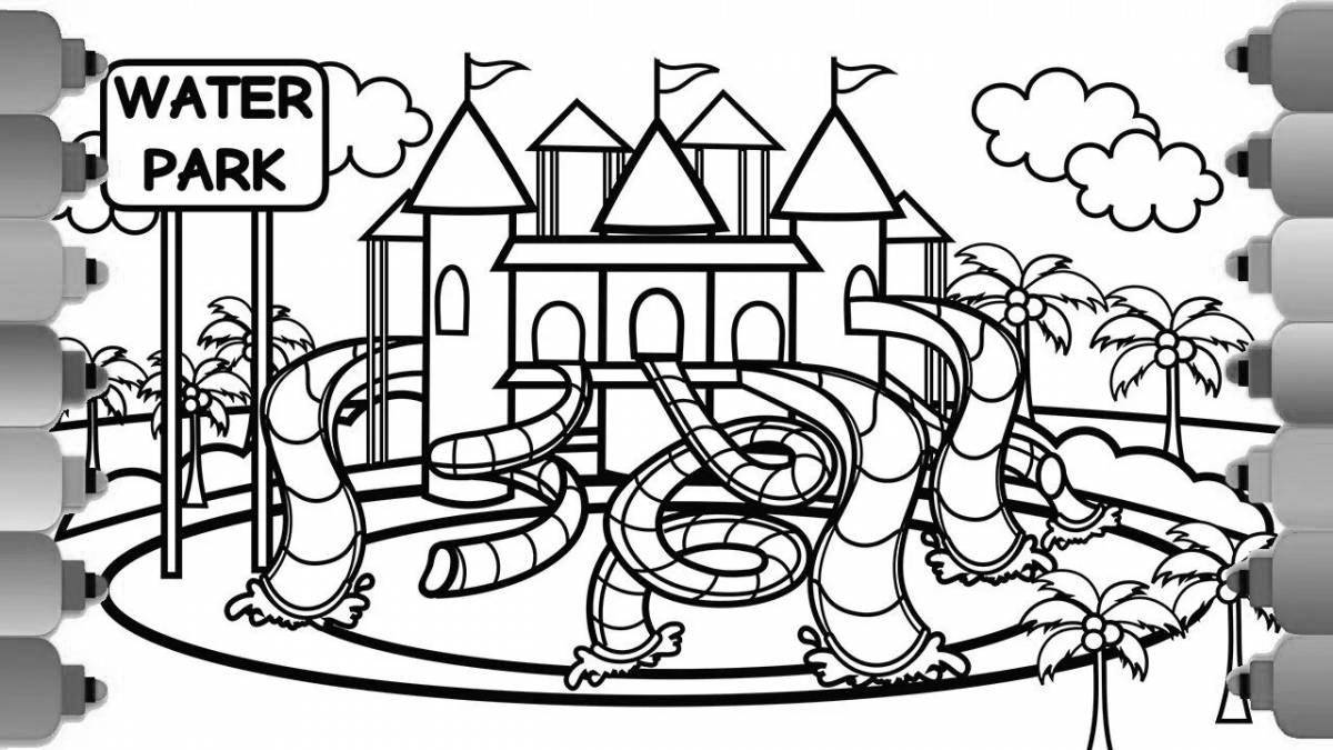 Coloring page happy swimming pool for kids