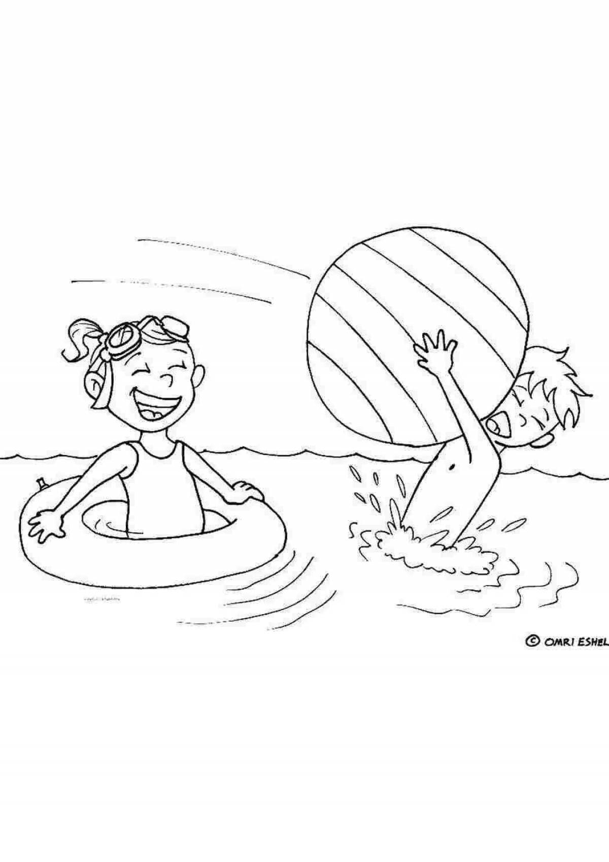Living pool coloring book for kids