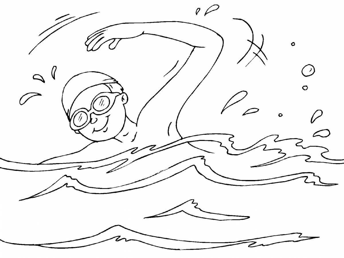 Exciting swimming pool coloring book for kids