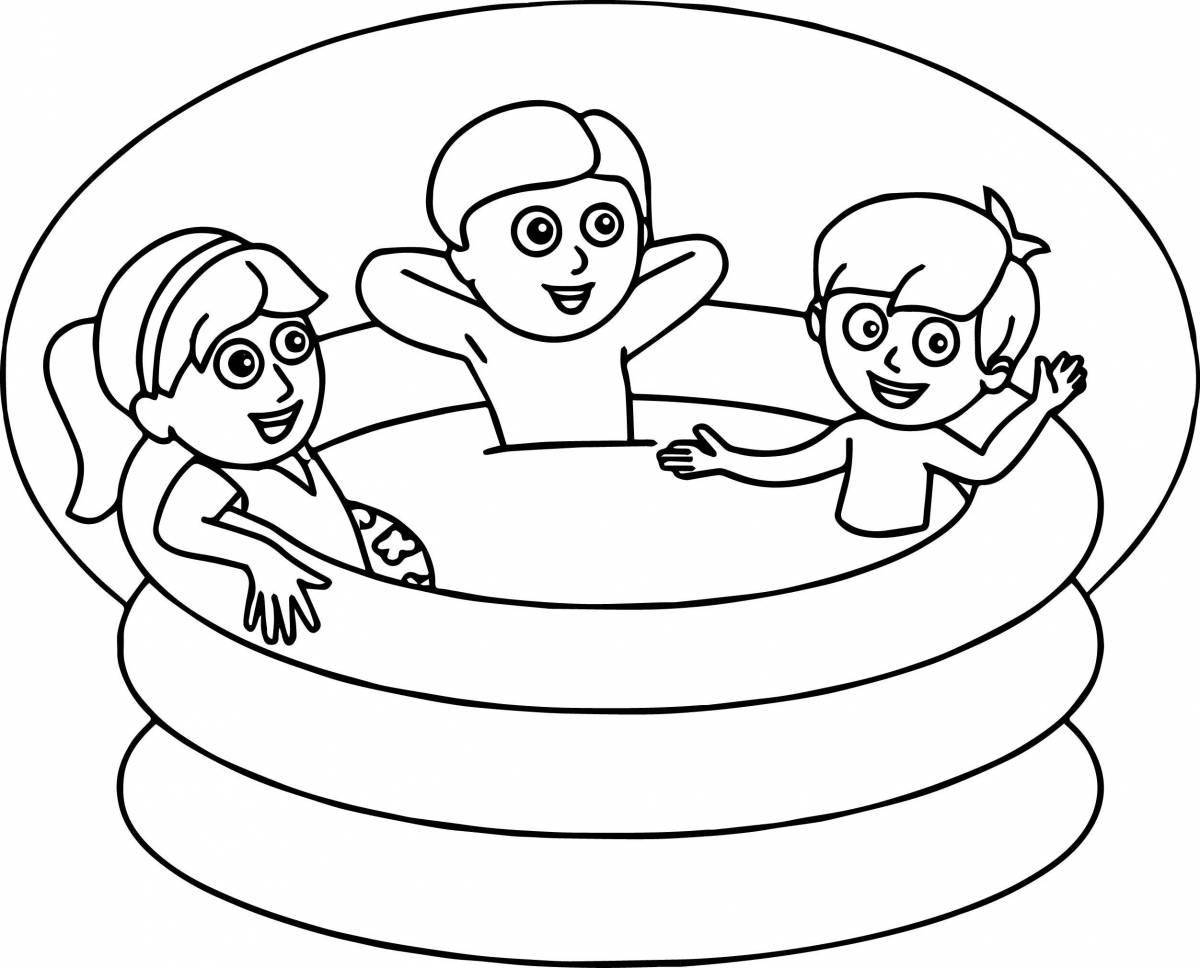 Vibrant swimming pool coloring page for kids