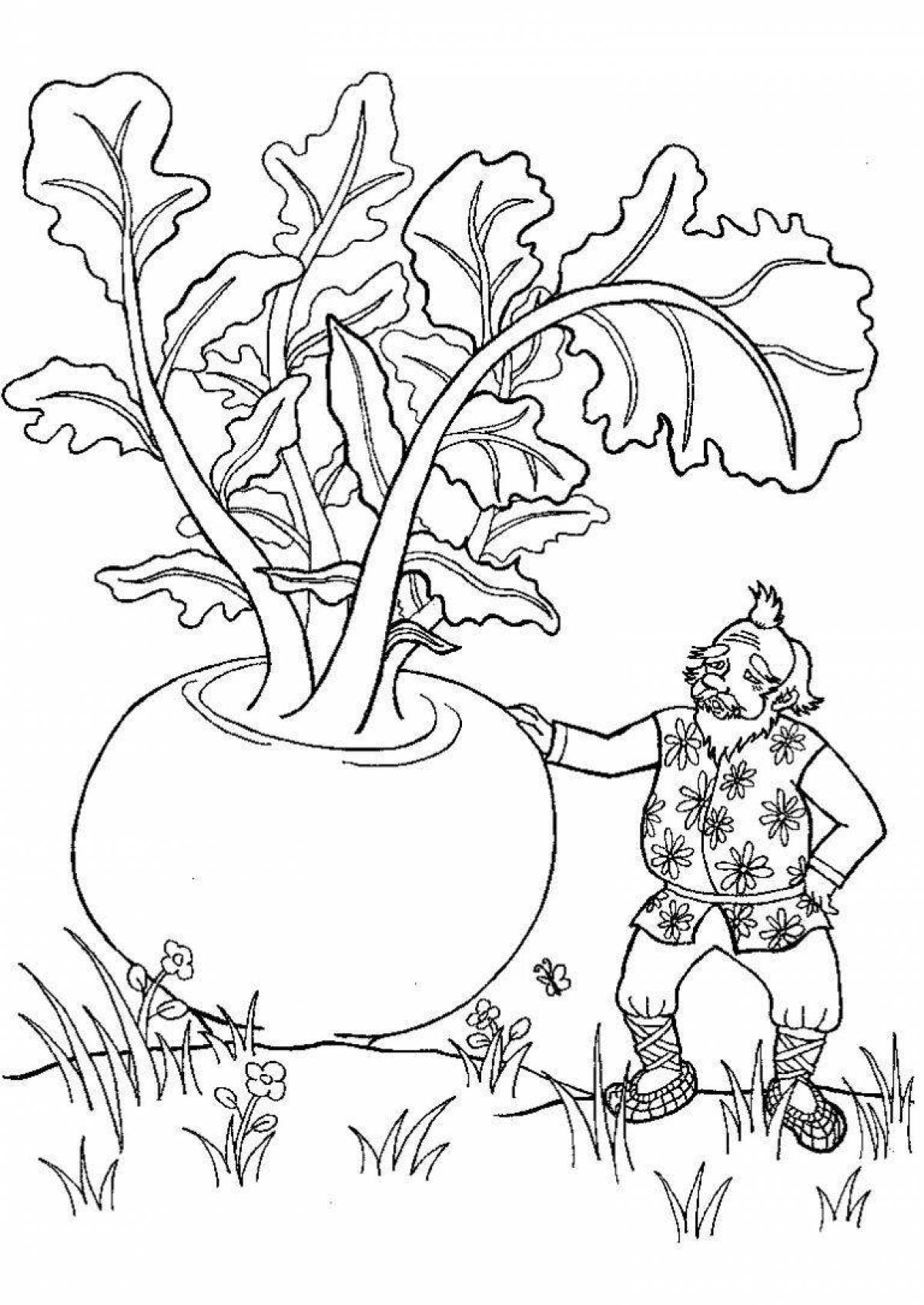 An interesting turnip coloring book for kids