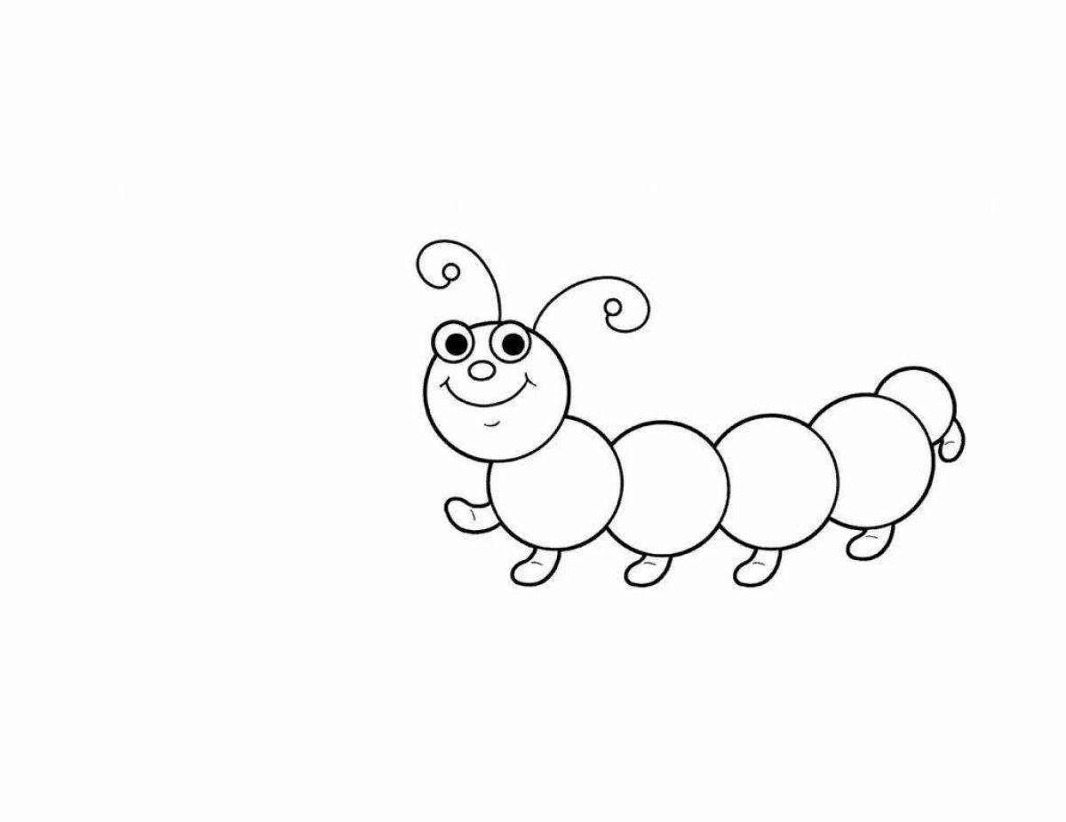 Игривая страница раскраски гусеницы для детей