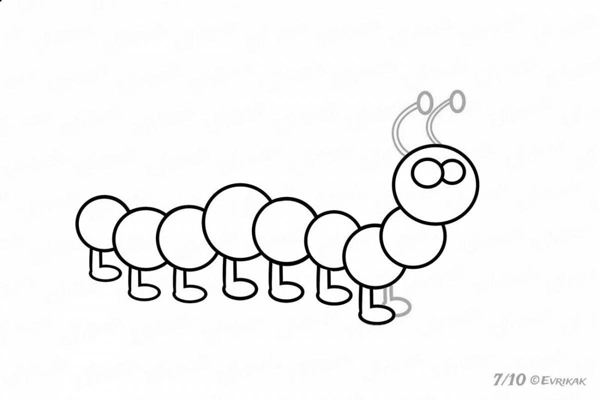 Причудливая гусеница-раскраска для детей