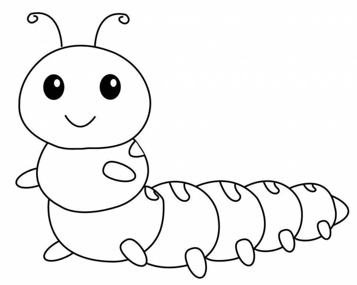 Великолепная гусеница-раскраска для детей