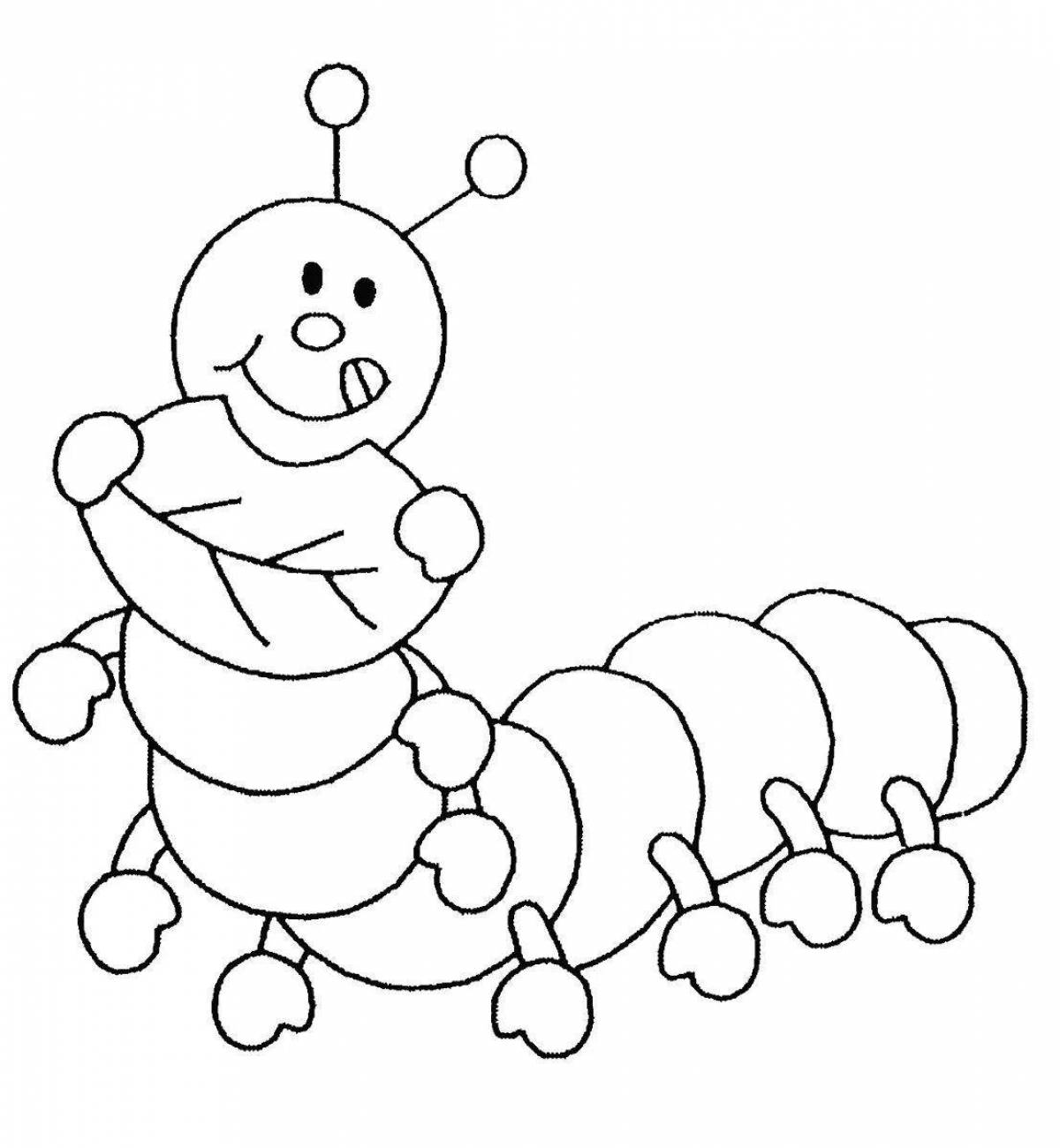 Чудесная гусеница-раскраска для детей