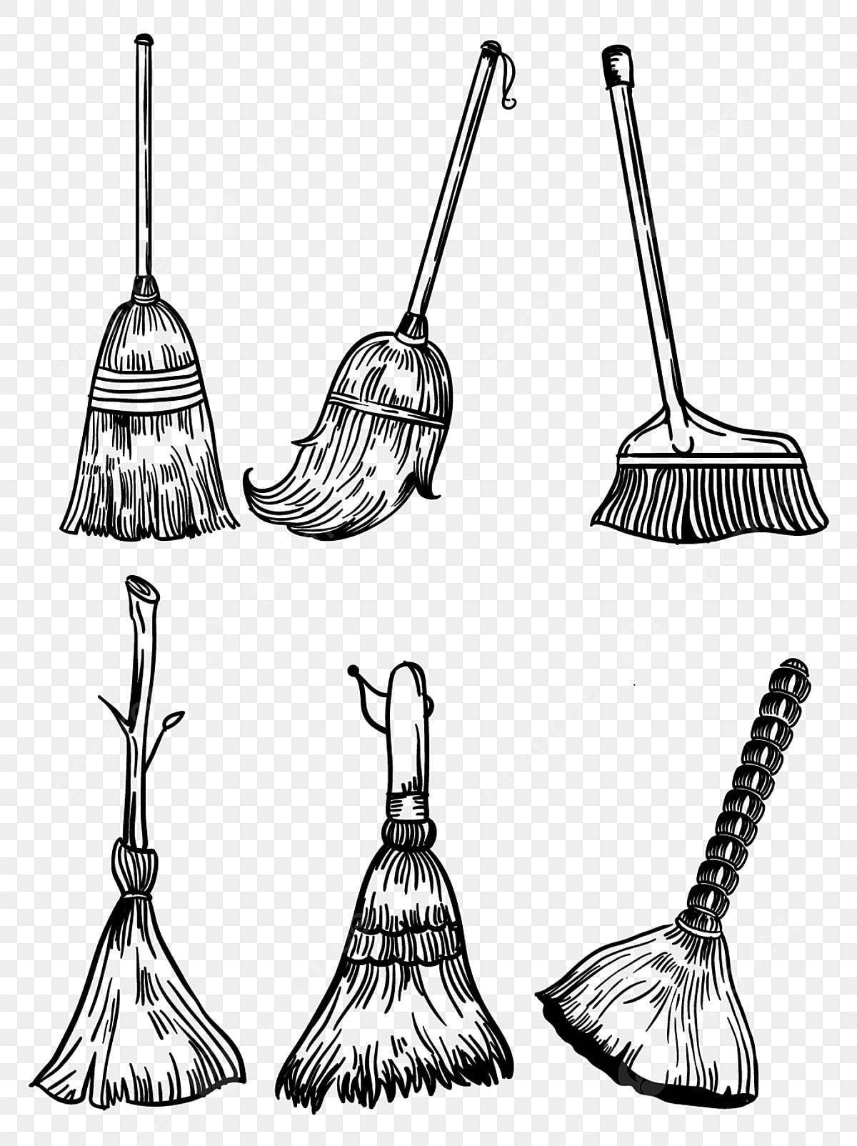 Cute broom coloring page for kids
