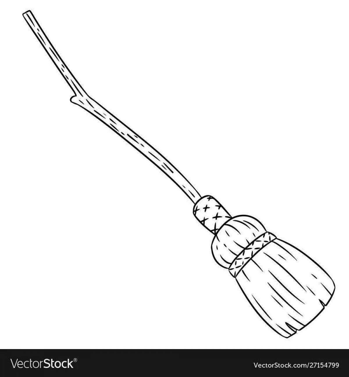 Adorable broom coloring page for kids