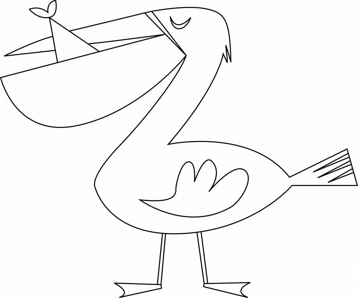 Сказочная раскраска пеликан для начинающих