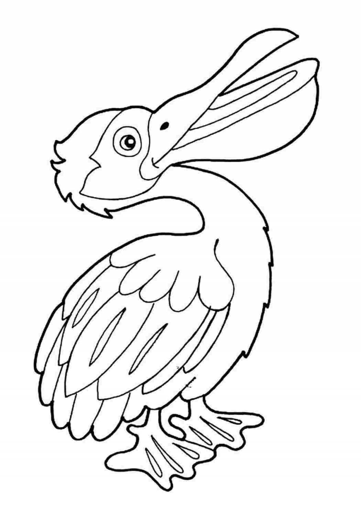 Впечатляющая раскраска пеликан для школьников