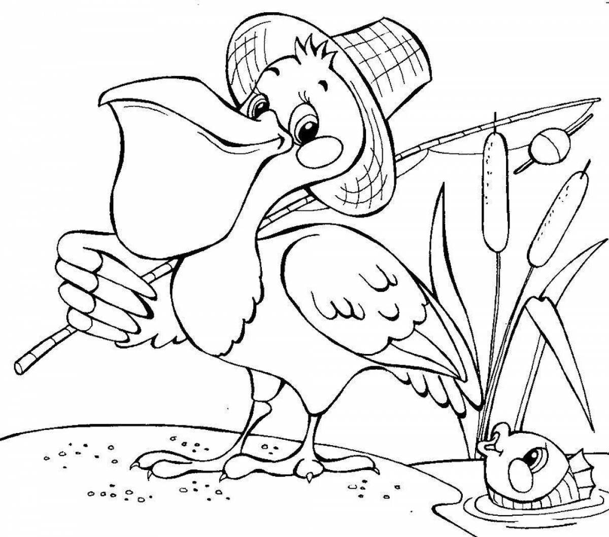 Cute pelican coloring pages for kids