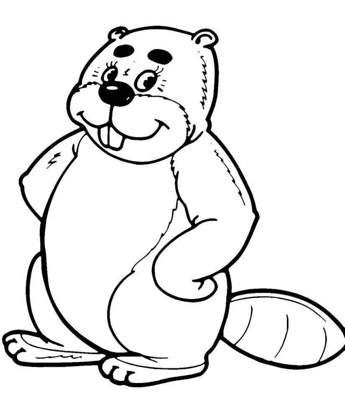 Colorful beaver coloring page for kids