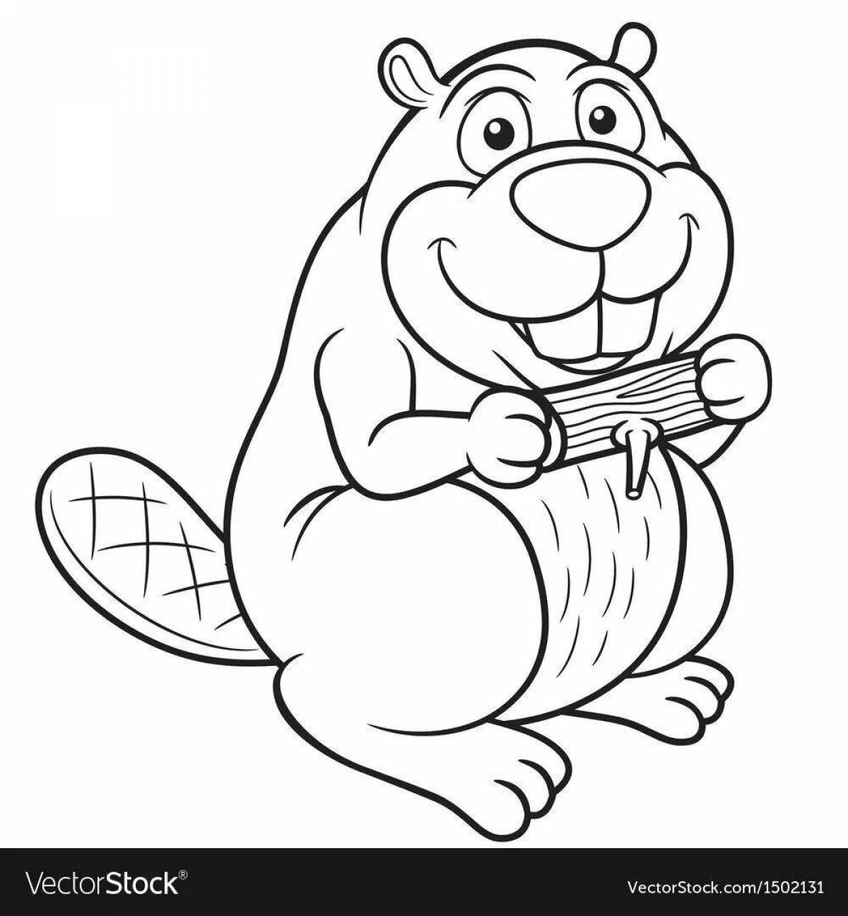 Playful beaver coloring page for kids