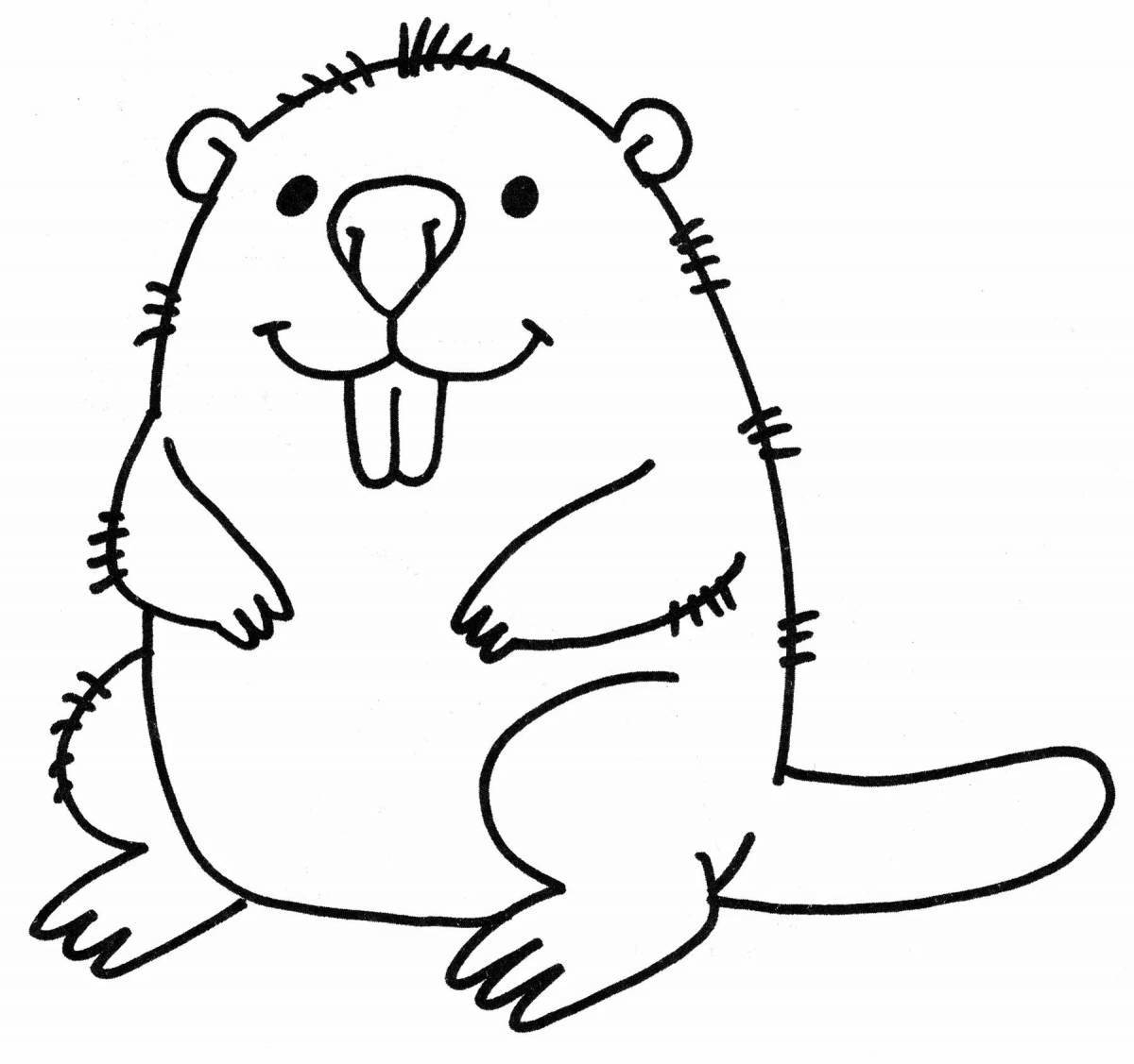 Joyful beaver coloring for kids