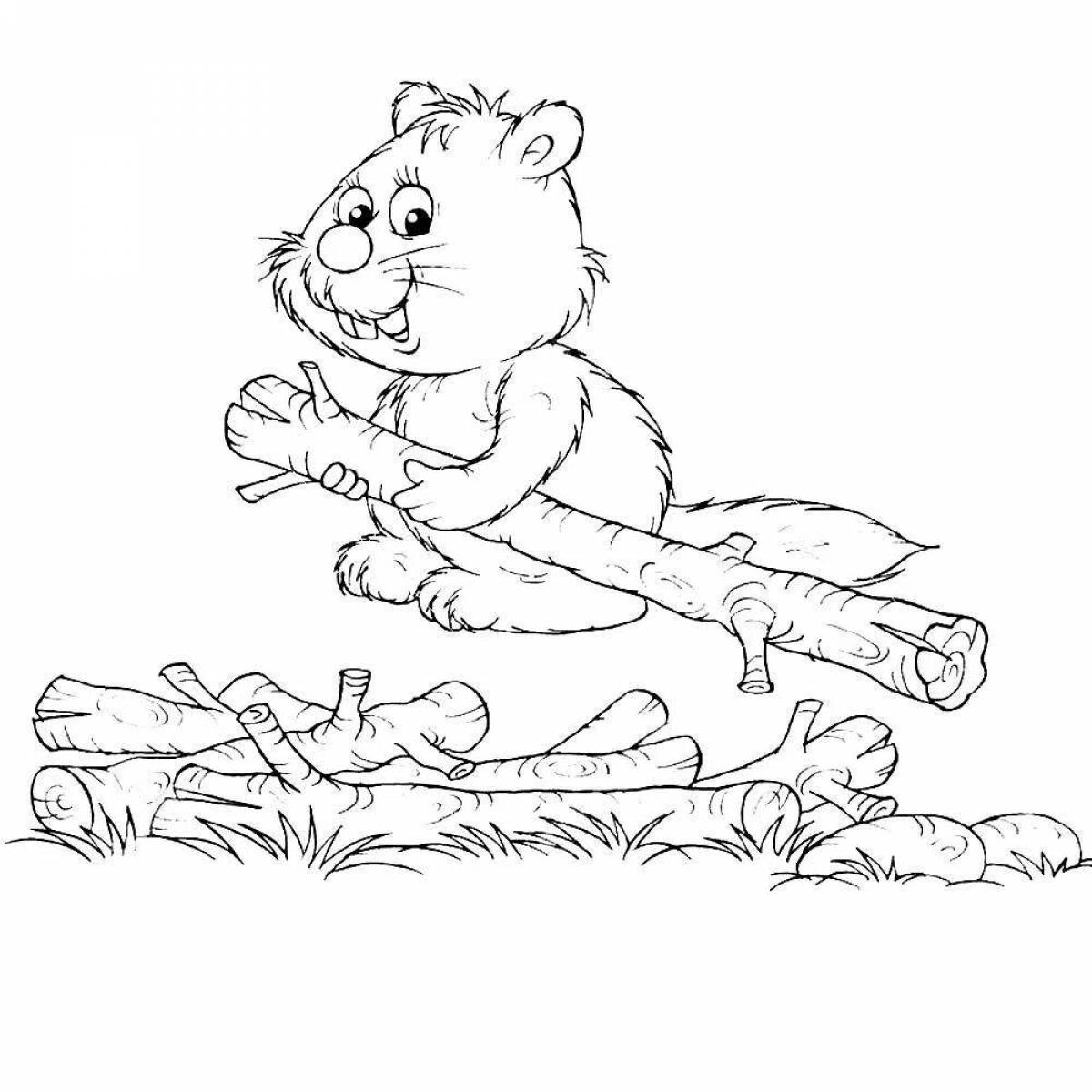 Креативная раскраска бобра для детей