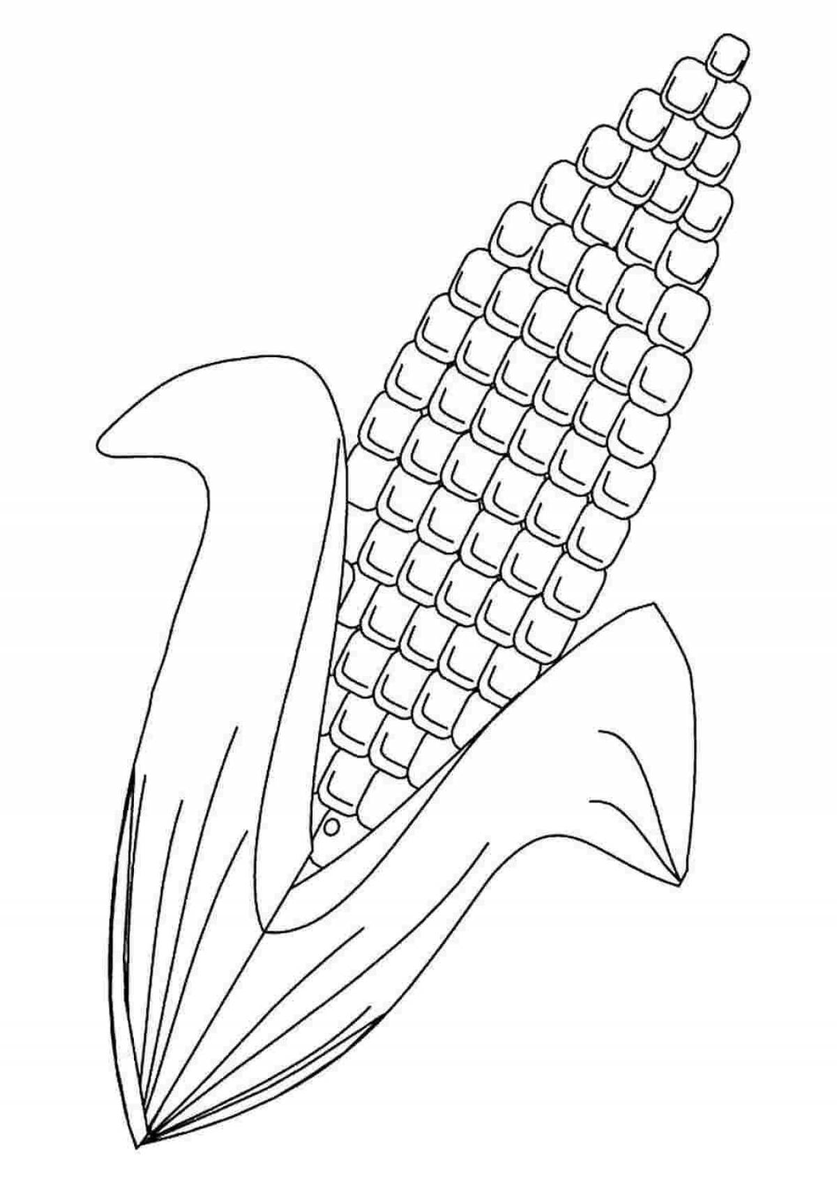 Colorful corn coloring page for kids