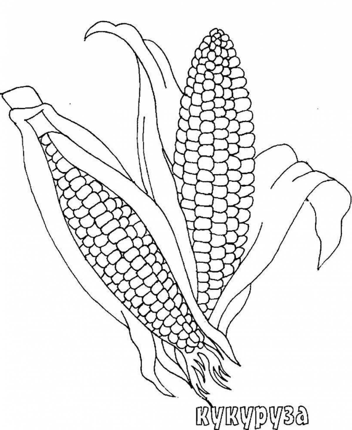 Восхитительная страница раскраски кукурузы для детей