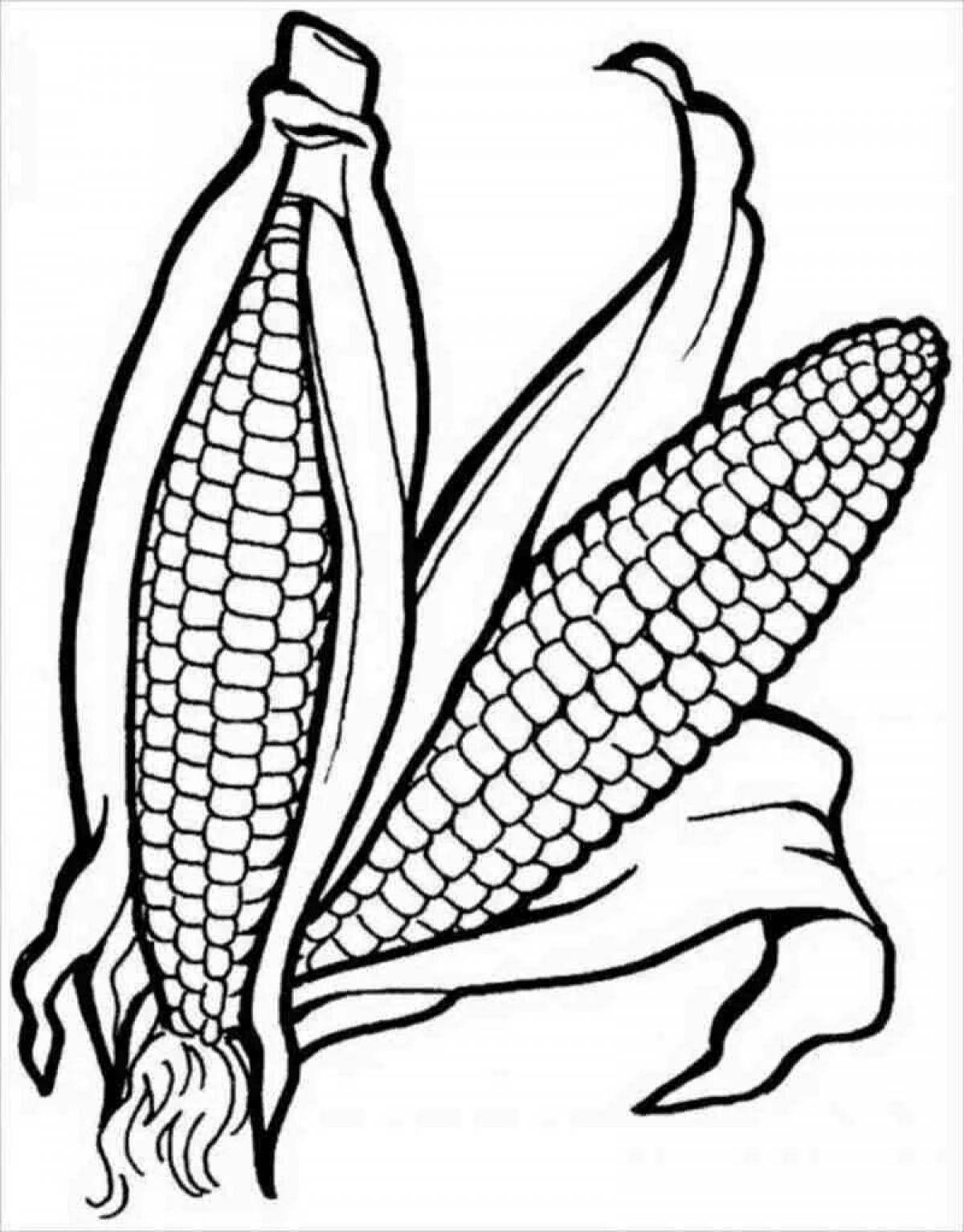 Adorable corn coloring page for kids